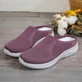 thumbnail image 6 of Women's Breathable Knit Walking Mules Fashion Backless Slip On Sneakers Soft Sole Non Slip Walking Shoes Purple Size 6.5, 6 of 7