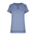 thumbnail image 5 of SDNall Summer T-Shirt for Women Solid Color Short Sleeve Casual Round Neck Side Split Fashion T-Shirt Short Sleeve Round Neck T-Shirt (Blue,Sizes:S-2XL), 5 of 9