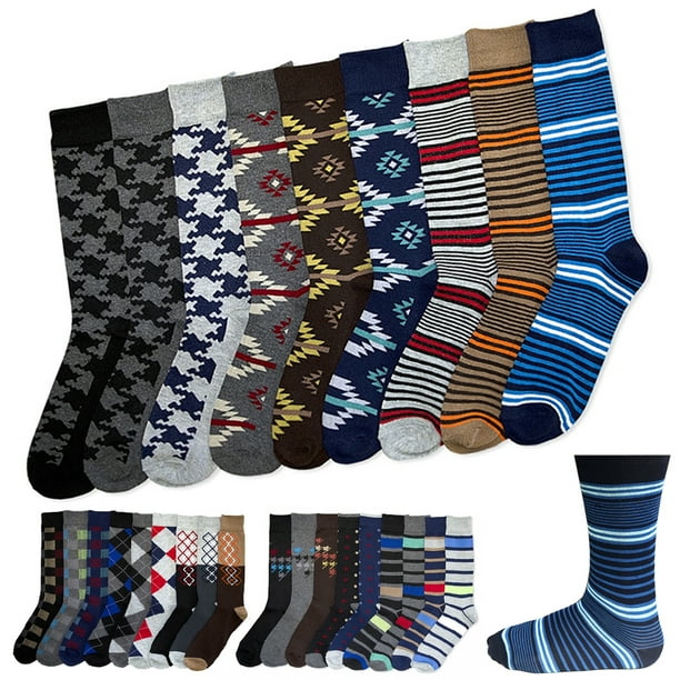AllTopBargains 6 Pairs Men's Colorful Dress Socks Fun Funky Assorted