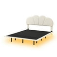 thumbnail image 6 of Euroco Full Size Upholstery Floating Bed with LED Lights, PU Leather Headboard Platform Bed for Kids Teens Adults, Beige, 6 of 10