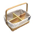 thumbnail image 1 of De Almacenamiento De Mimbre De Basket Fruit Bin Organizador De Picnic Basket, Habitación De 4 Celdas Para Almacenamiento Hogar, Lavandería, Picnic, Maceta Y Bolsa De Playa (12 X 8 X 5 BLESIY Cesta de almacenamiento de mimbre de madera, 1 of 7