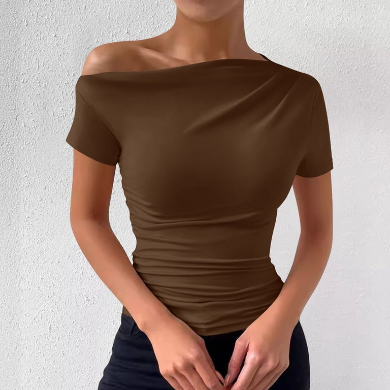 Oplxuo Off Shoulder Tops for Women Dressy Blouse Casual Short/Long