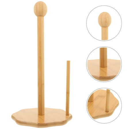 Niceauty Brown Wooden Paper Towel Holder Stand with Non Slip Base for Kitchen Use