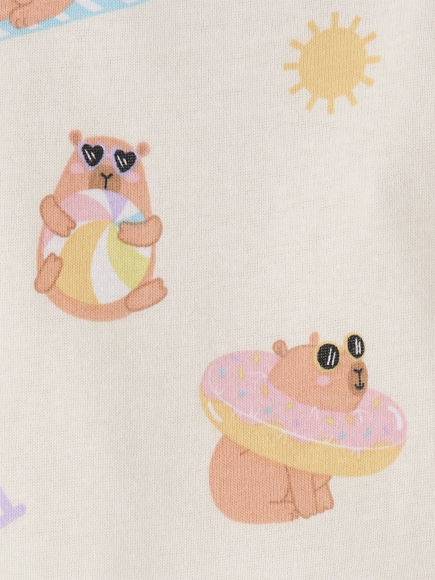 The Children's Place Baby & Toddler Girls Short Sleeve Summer Capybara Snug Fit PJs, Sizes NB-6T