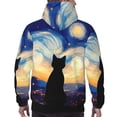 thumbnail image 7 of Fotbe Men's Hoodie with Cat Under Starry Skies Pattern - Kangaroo Pocket Pullover Hooded Sweatshirt, Perfect for Daily Wear, Travel, and Home-Large, 7 of 7