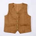 thumbnail image 2 of WUXIAN Boys Tops Retro Cowboy Vest Suede Leather Party Style V Neck Casual Western Vest Vintage Waist Coat Kids Stylish Top, 2 of 9