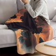 thumbnail image 3 of Orange Teal Black Blanket Soft Cozy Warm Throw Blanket for Couch, Plush Fuzzy Flannel Fleece Blankets for Sofa, Contemporary Abstract Hazy Sense Bed Blankets Lightweight Gifts for Women, 50"x80", 3 of 9