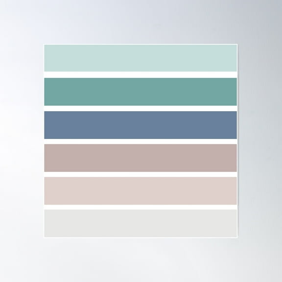Ocean Pastel Palette Stripes 3 Poster Wall Art, Modern Wall Decor For Living Room Bedroom, 16x16 UNFRAMED