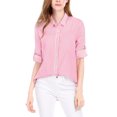 thumbnail image 1 of INSPIRE CHIC Chemise à Col à Revers pour Femme, Boutonnée, Manches Longues Retroussables, 1 of 6