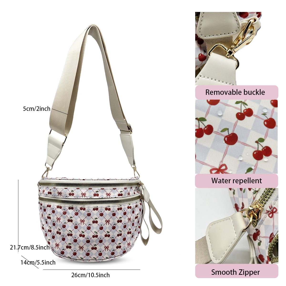 Bum Bags Plus Size Fanny Pack Sling Bag Belt Bag for Women Travel, Checkered Nylon Crossbody Bags for Women