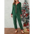 thumbnail image 3 of Michellecmm Women Christmas Hooded One-piece Trousers Coral Fleece Solid Color Zipper Jumpsuit Lady Winter Thermal Home Wear, 3 of 9