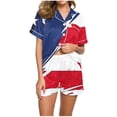 thumbnail image 7 of Fewfanhot Women's AmericanFlag Print Pajamas Set, 2 Piece Button Down Short Sleeve Top and Shorts Loungewear, Soft Breathable Sleepwear for Women, 7 of 7
