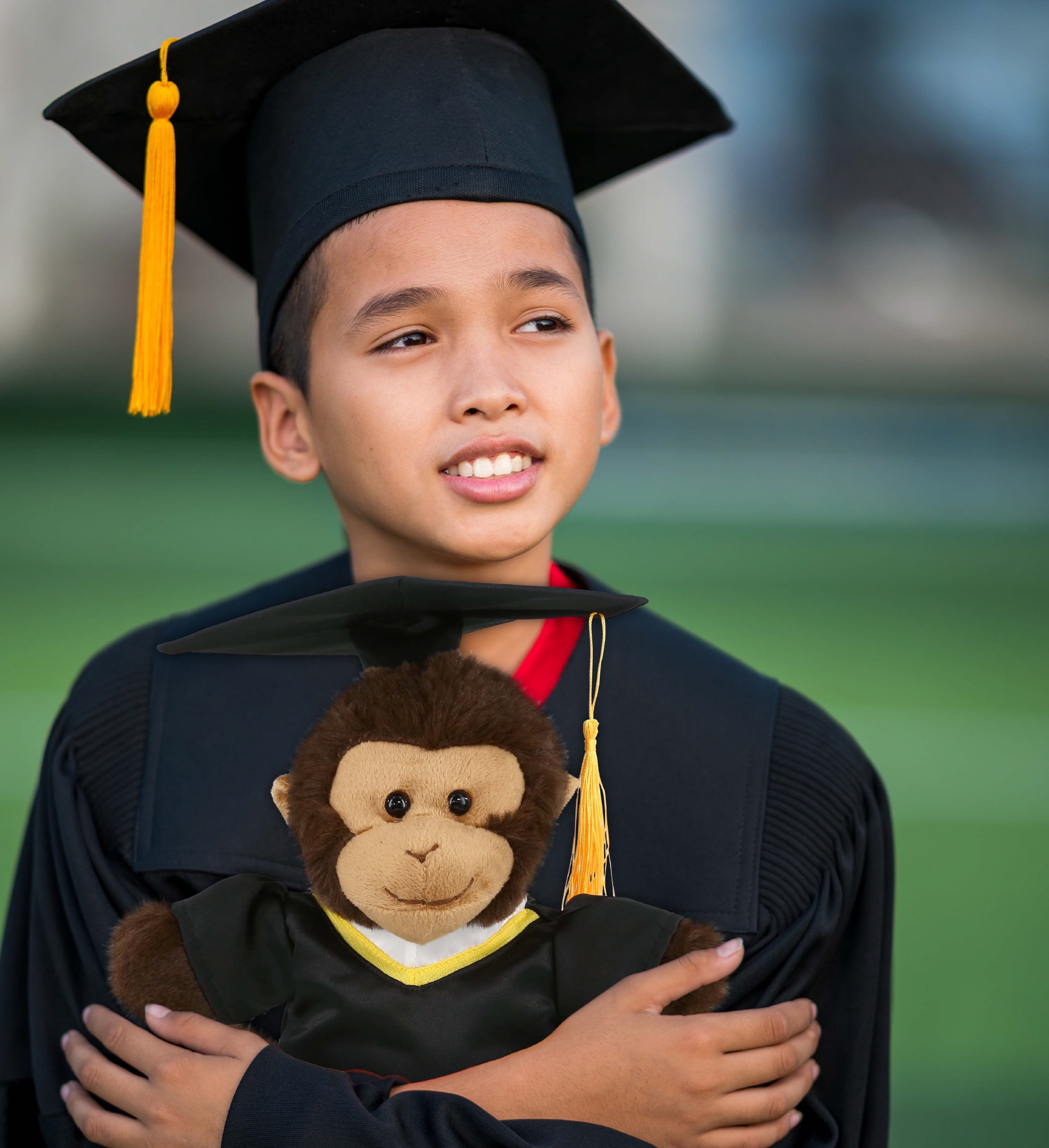 DolliBu Monkey Graduation Plush Toy - Soft Huggable Graduation Stuffed Animal Dress Up with Gown and Cap with Tassel Outfit - Cute Congratulatory Graduation Gift - 9 Inches