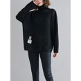 thumbnail image 4 of Women Loose Turtleneck Long Sleeve Fall Pullover Sweatshirt Sweater GA2157 Black, 4 of 5