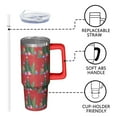 thumbnail image 3 of 30oz Winter Tumbler with Lid and Straw, Stainless Steel Cup with Handle Plaid Travel Coffee Mug, Holiday Gifts, 3 of 5
