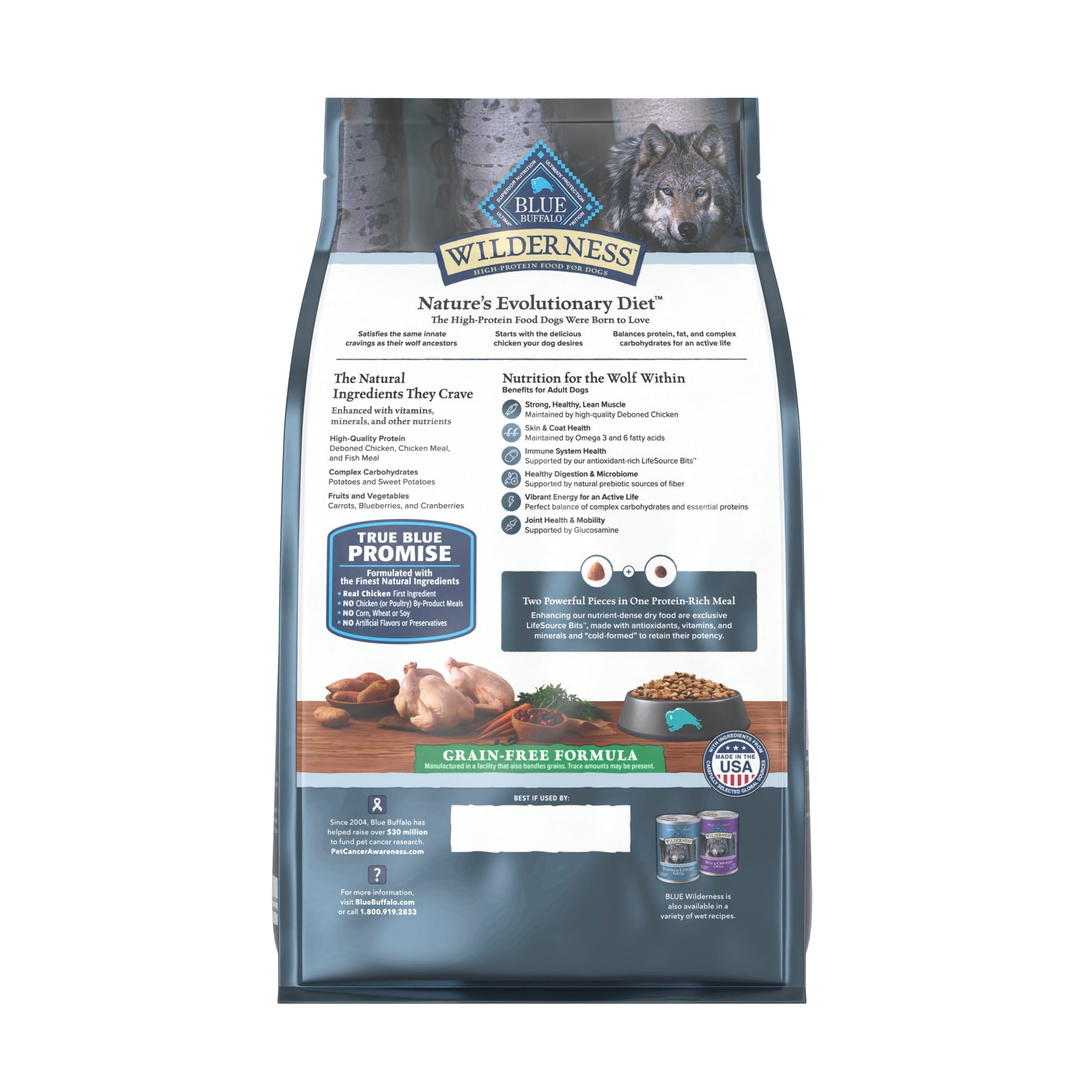 Blue Buffalo Wilderness High-Protein, Grain-Free Chicken Adult Dry Dog Food 4.5lb Bag