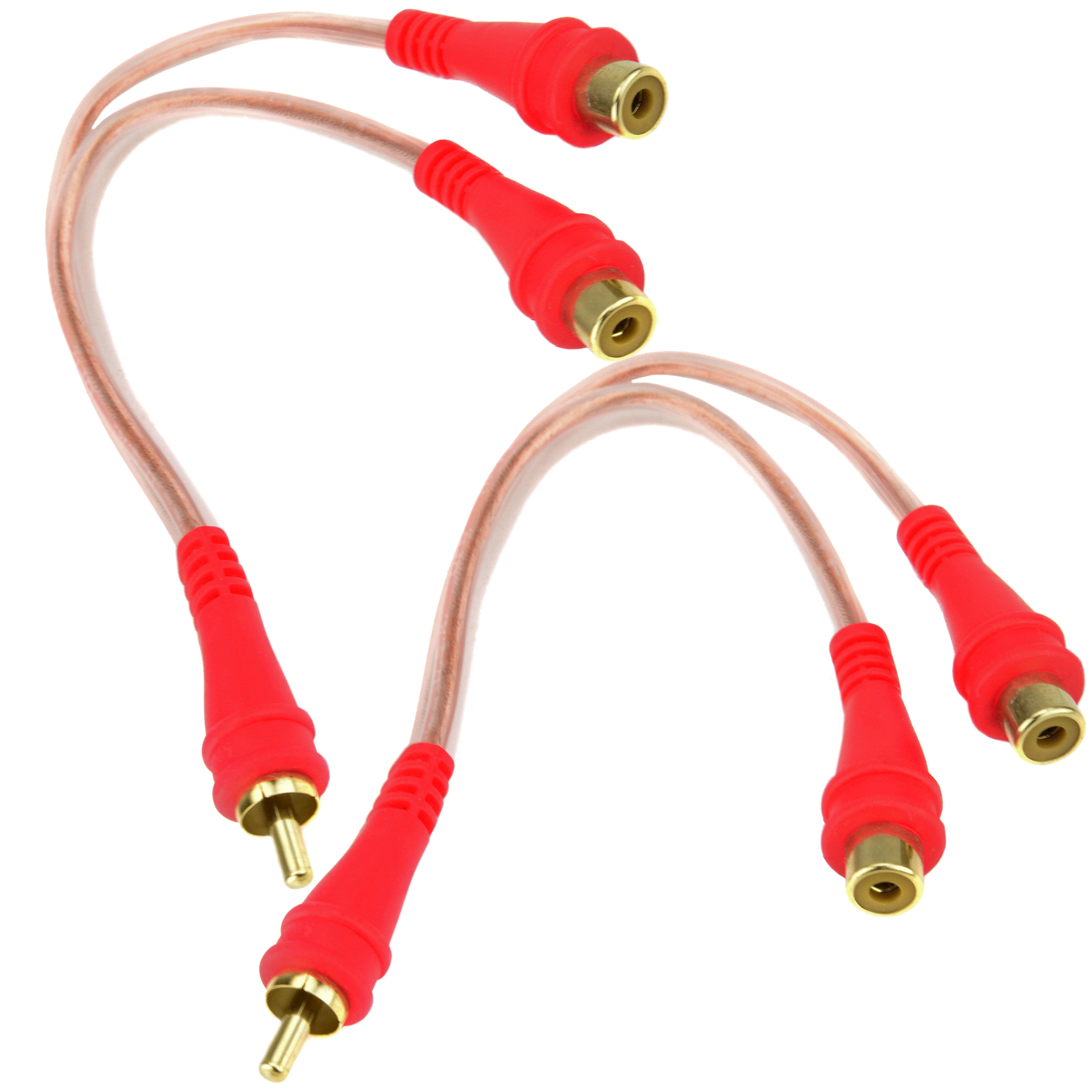 2 Pack RCA Y Adapter YM2F Audiopipe 1 Male Out To 2 Female Car and