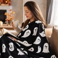 thumbnail image 5 of Fllostpr Halloween 39 x 29 in Spooky Ghost Blanket, Black Soft Flannel Throw Blanket Decorations for Couch, Bed, Sofa & Party, 5 of 7