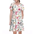 thumbnail image 1 of Disketp Cute Cartoon Sloth para Vestido de Manga Corta para Mujeres, Vestidos de Verano para Mujeres, Casual y Holgado para la Playa, 1 of 6