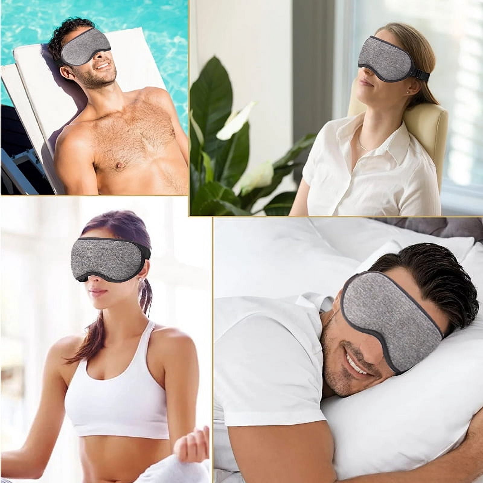 3D heated massage eye mask portable waterproof gray sleep shading eye protection