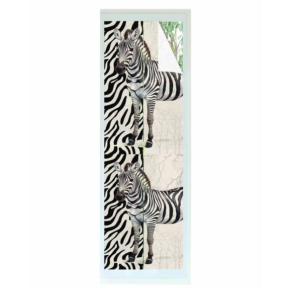 Window Privacy Film Vintage Zebra Stained Glass Window Film Decorative Sun Block Window Cover Modern Art Animal Watercolor Window Clings Static Adhesive Sticker for Bathroom 29.5"x118"