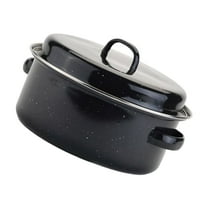 MEIBUTYUP Black Covered Round Roaster Nonstick Enamel with Easy Grip Handles for Home Cooking and Baking 1 Set