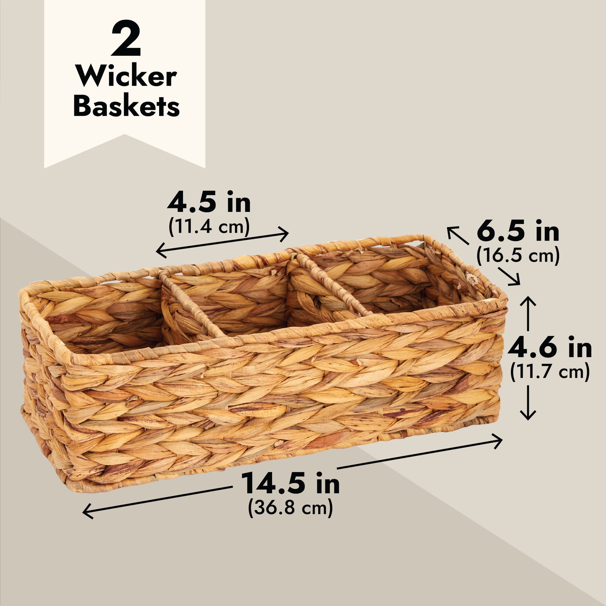 ABEL CRAFTS Wicker Basket Organizer Rectangle Water Hyacinth Storage  Baskets Set Of 4 Organizing Bathroom Bedroom Kitchen Shelves Pantry Natural  Woven