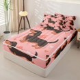 thumbnail image 2 of Homewish Cute Dachshund Dog Zipper Twin Comforter Sets with Fitted Sheet and 2 Pillowcases,Kawaii Love Pattern Zipper Bedding Set,Pink,Pink Reversible,4pcs, 2 of 8