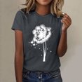 thumbnail image 4 of Gibobby Camisetas de verano para mujer Camiseta deportiva informal manga corta con cuello redondo y estampado diente león a la moda para mujer(Gris oscuro,G), 4 of 5