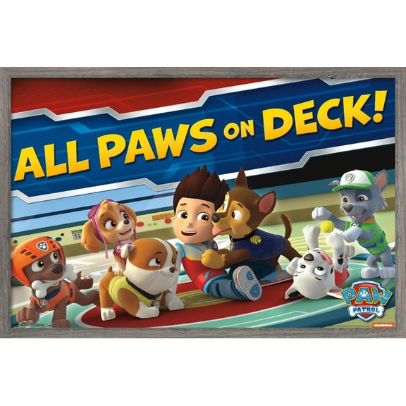 Nickelodeon Paw Patrol - On Deck Wall Poster, 14.725" x 22.375", Framed