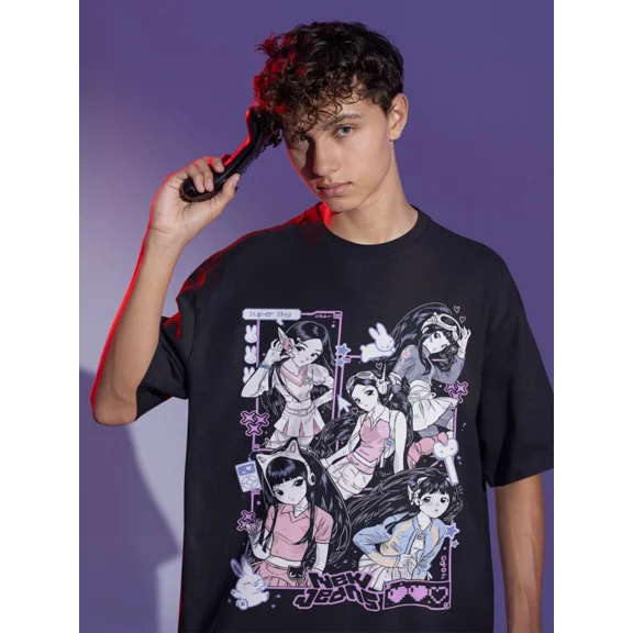 VINTAGE NewJeans Anime T-shirt Girls Anime Ladies KPOP Merch Graphic T-Shirt All Size