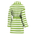 thumbnail image 2 of Green And White Striped Pattern Women Bathrobe One Size Univeral Fits Fashion Lightweight Plush Fleece Long Robe For Women, 2 of 3