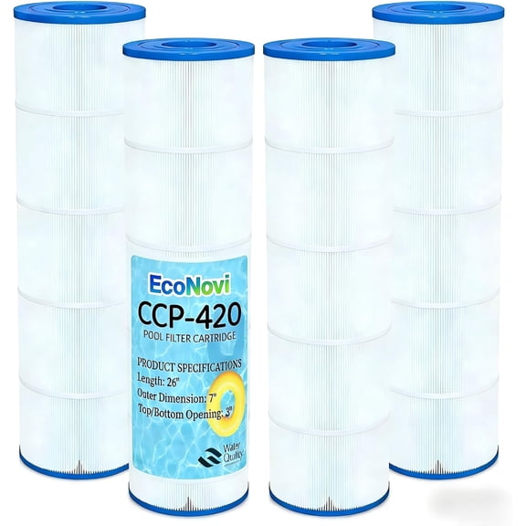CCP420 Pool Filter Cartridges, Compatible with Pentair Clean & Clear Plus 420 (#160301), Replaces OEM 178584, R173576, Pleatco PCC105, 4-Pack, 420 Sq.Ft Total, Premium 5oz Heavy-Duty Filter Media