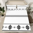thumbnail image 2 of Manfei Western Aztec Sheet Set Twin, White Black Bed Sheets Set Twin Size, Tribal Geometric Twin Sheet Sets, Microfiber Room Decoration, 3pcs, 2 of 7