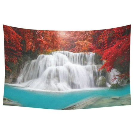 Rain Wall Hanging - PHFZK Beautiful Tree Wall Art Home Decor, Waterfall in Deep Rain Forest Tapestry Wall Hanging 40 X 60 Inches