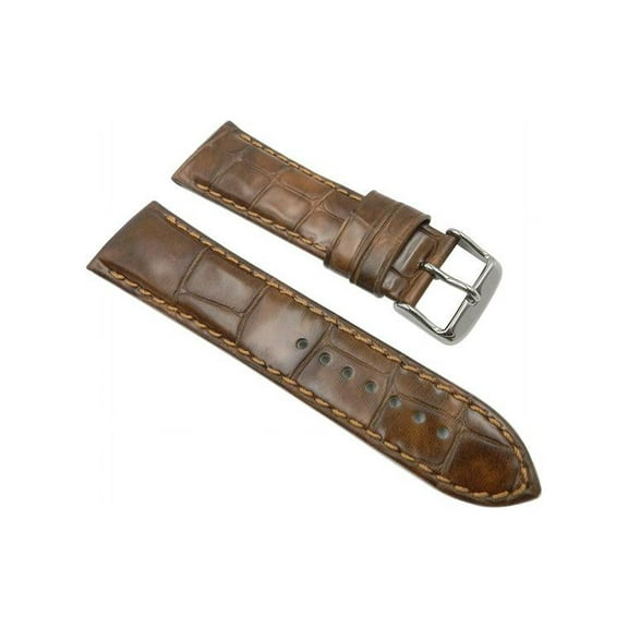 Genuine Italian Leather Brown Large Alligator Grain 20mm Watch Strap