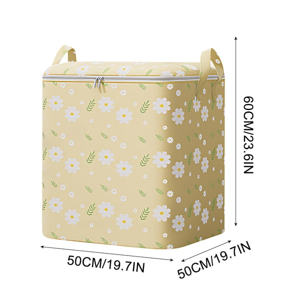 Extra Large Foldable Storage Bag – Heavy-Duty Non-Woven Organizer with Double Zipper & Reinforced Handle for Clothes, Quilts, Camping (80L-150L, 43-60cm) Beige