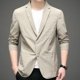 thumbnail image 4 of Traje pequeño de algodón ajustado de alta gama para hombre, informal, de una sola capa y fino, para primavera y verano, abrigo estilo western para hombre, 4 of 5