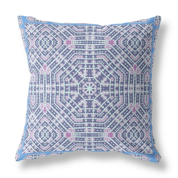 26â€ Lilac Blue Geostar Indoor Outdoor Throw Pillow