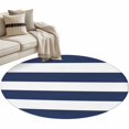 thumbnail image 2 of Navy Blue Stripe Round Living Room Rugs 4 ft, Simple Style Striped Blue and White Washable Area Rug with Non-Slip Sturdy Edge Binding Round Carpet for Entryway Kitchen Bedroom Bathroom, 2 of 9