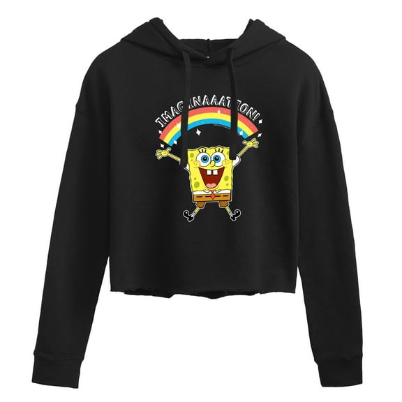 SpongeBob SquarePants - Imaginaaation - Juniors Cropped Pullover Hoodie