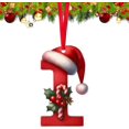 thumbnail image 1 of Personalized Letter Ornaments - 26 Initials with Santa Hat, DIY Christmas Tree Decorations, Customized 2D Acrylic Alphabet Holiday Stocking Tags, Personalized Christmas Tree Decor(I), 1 of 6