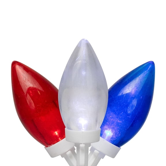Northlight Patriotic LED C9 Christmas Lights - Red, White and Blue - 16' White Wire - 25ct
