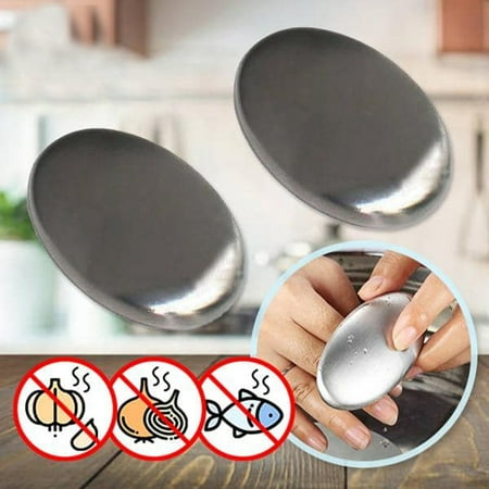 

GARENAS Stainless Steel Kitchen Soap Bar Odor Remover Garlic Deodorize Gadget Tools(Silver)