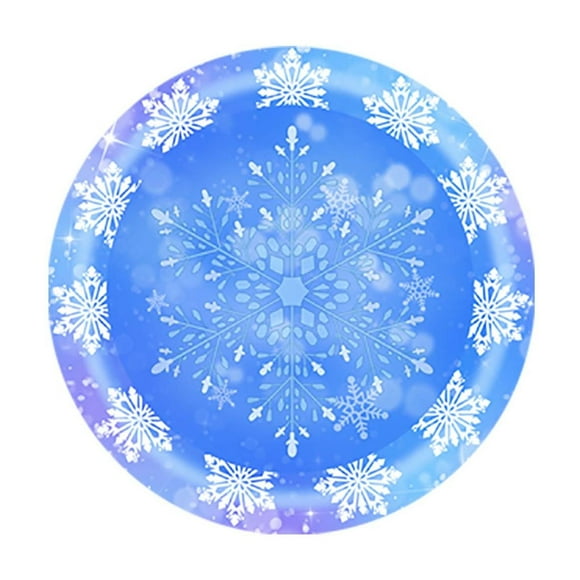 Ensemble de Vaisselle Jetable à Thème de Fête Décorations de l'Action de Grâce Motif Flocon de Neige Bleu Assiettes Gobelets Serviettes en Papier pour Rassemblements des Fêtes