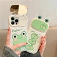 thumbnail image 2 of Funda de teléfono con soporte para lente de cámara, carcasa trasera suave con espejo de maquillaje de animales de dibujos animados de rana Linda para iPhone 14 13 12 11 Pro Max Plus Fivean unisex, 2 of 2