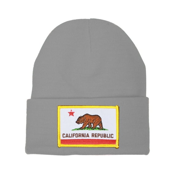 California Republic Knit Beanie, Charcoal California Flag
