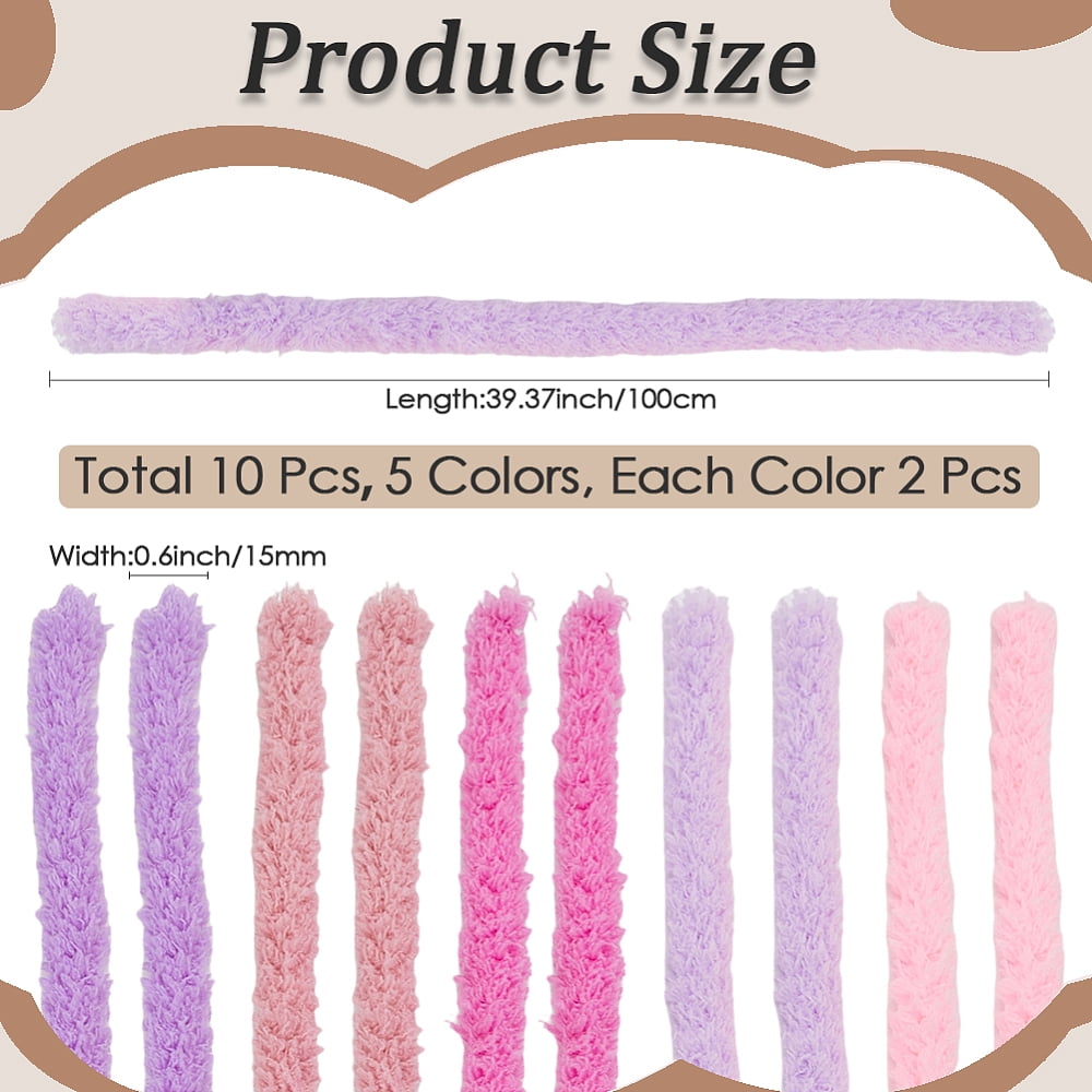 1set 10Pcs 5 Colors Coral Fleece Sticks Chenille Stems Pipe Cleaner for Making Mixed Color 1000x15mm 2pcs/color for DIY