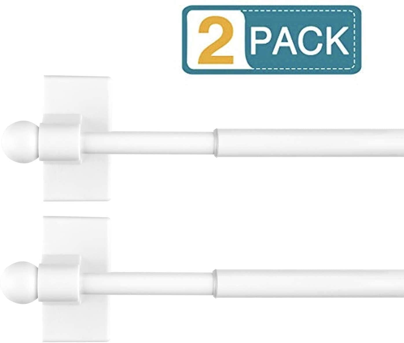 Multi-Use Adjustable Magnetic Curtain Rods for Doors, Windows, Tool Boxes,16-28 Inch,Easy Installation，2-Pack，White