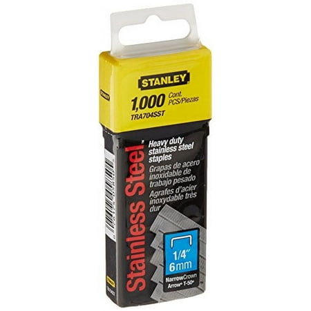 UPC: 0076174058505 | Stanley TRA704SST 1/4-Inch Heavy Duty Stainless Steel Narrow Crown Staples  1000-Count